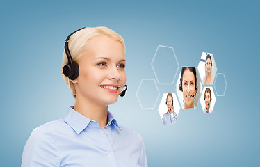 Image showing smiling woman helpline operator