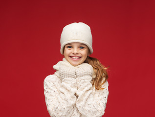 Image showing girl in hat, muffler and gloves