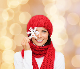 Image showing smiling young woman in winter clothes