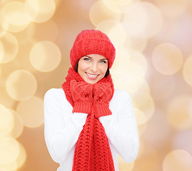 Image showing smiling young woman in winter clothes