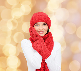 Image showing smiling young woman in winter clothes