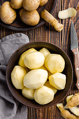 Image showing Peeled potatoes