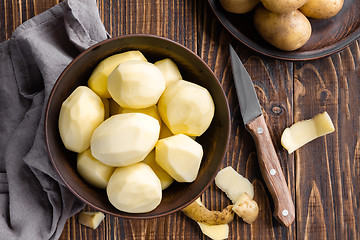 Image showing Peeled potatoes