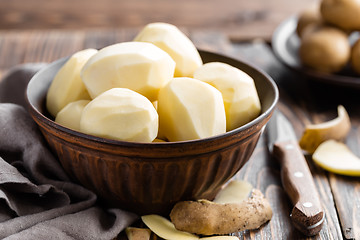 Image showing Peeled potatoes