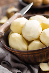 Image showing Peeled potatoes