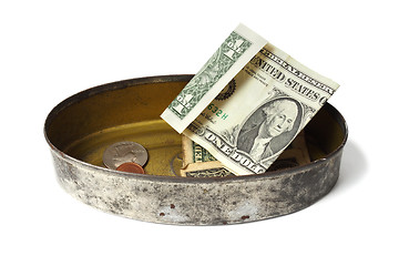 Image showing Tin can with money