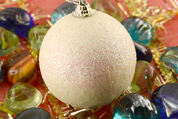 Image showing new year (christmas) balls with stones set, holiday invitation card