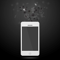 Image showing Team connect abstract background with mobile phone