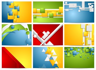 Image showing Colorful bright technology backgrounds set