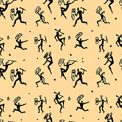 Image showing African hunters. Seamless vector pattern.