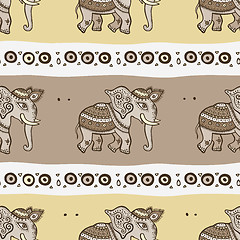 Image showing Elephants. Ethnic seamless background.