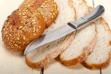 Image showing organic bread over rustic table