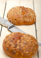 Image showing organic bread over rustic table