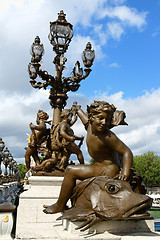 Image showing Pont Alexandre III detail in Paris.