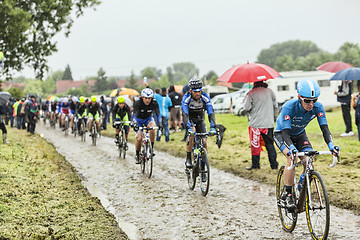 Image showing The Cyclist Tom Jelte Slagter on a Cobbled Road - Tour de France