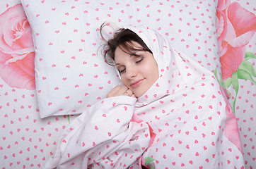 Image showing girl wrapped in a blanket