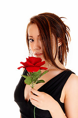 Image showing Asian girl with red rose.