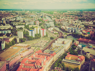 Image showing Retro look Berlin aerial view