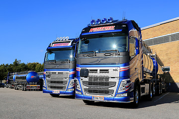 Image showing Fleet of Volvo FH 500 Tank Trucks on a Yard