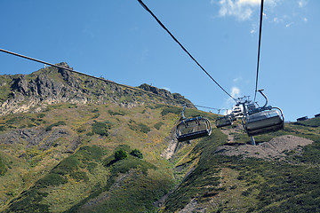 Image showing The row of the moving chair lifts