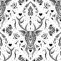 Image showing Deer head. Seamless pattern.