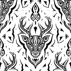 Image showing Deer head. Seamless pattern.