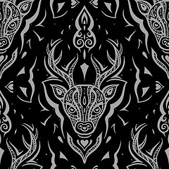 Image showing Deer head. Seamless pattern.