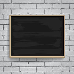 Image showing Black chalkboard with wooden frame