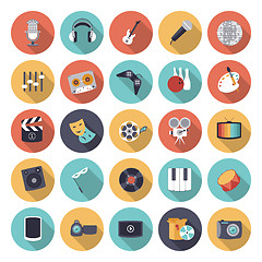 Image showing Flat design icons for leisure and entertainment