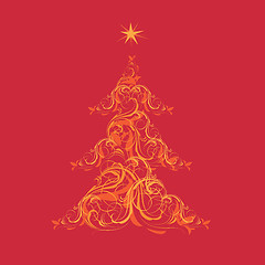 Image showing Christmas tree on red background