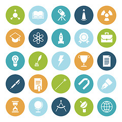 Image showing Flat design icons for education and science