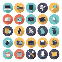 Image showing Flat design icons for technology and devices