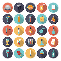 Image showing Flat design icons for food and drinks industry