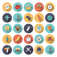 Image showing Flat design icons for travel and transportation