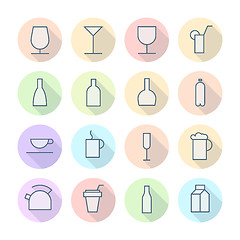 Image showing Thin Line Icons For Drinks