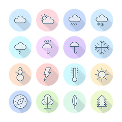 Image showing Thin Line Icons For Weather and Nature