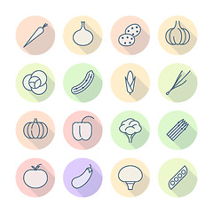 Image showing Thin Line Icons For Vegetables