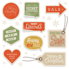 Image showing Stickers and Labels for Christmas and New Year