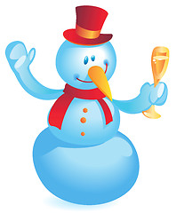 Image showing Snowman with wineglass