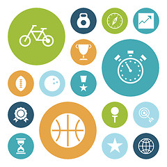 Image showing Flat design icons for sport and fitness