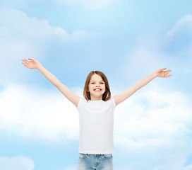 Image showing smiling little girl in white blank t-shirt