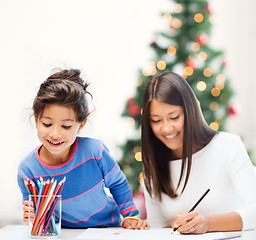 Image showing mother and daughter drawing