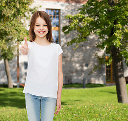 Image showing smiling little girl in white blank t-shirt