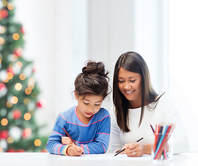 Image showing mother and daughter drawing