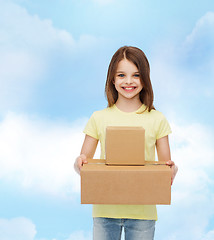 Image showing smiling little girl in white blank t-shirt