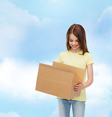 Image showing smiling little girl in white blank t-shirt