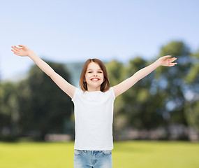 Image showing smiling little girl in white blank t-shirt