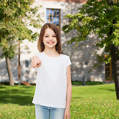 Image showing smiling little girl in white blank t-shirt