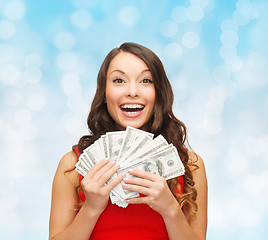 Image showing woman in red dress with us dollar money