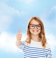 Image showing little girl with black eyeglasses